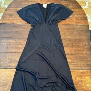 BHLDN Leila Deep-V Flutter Sleeve Dress - Midnight